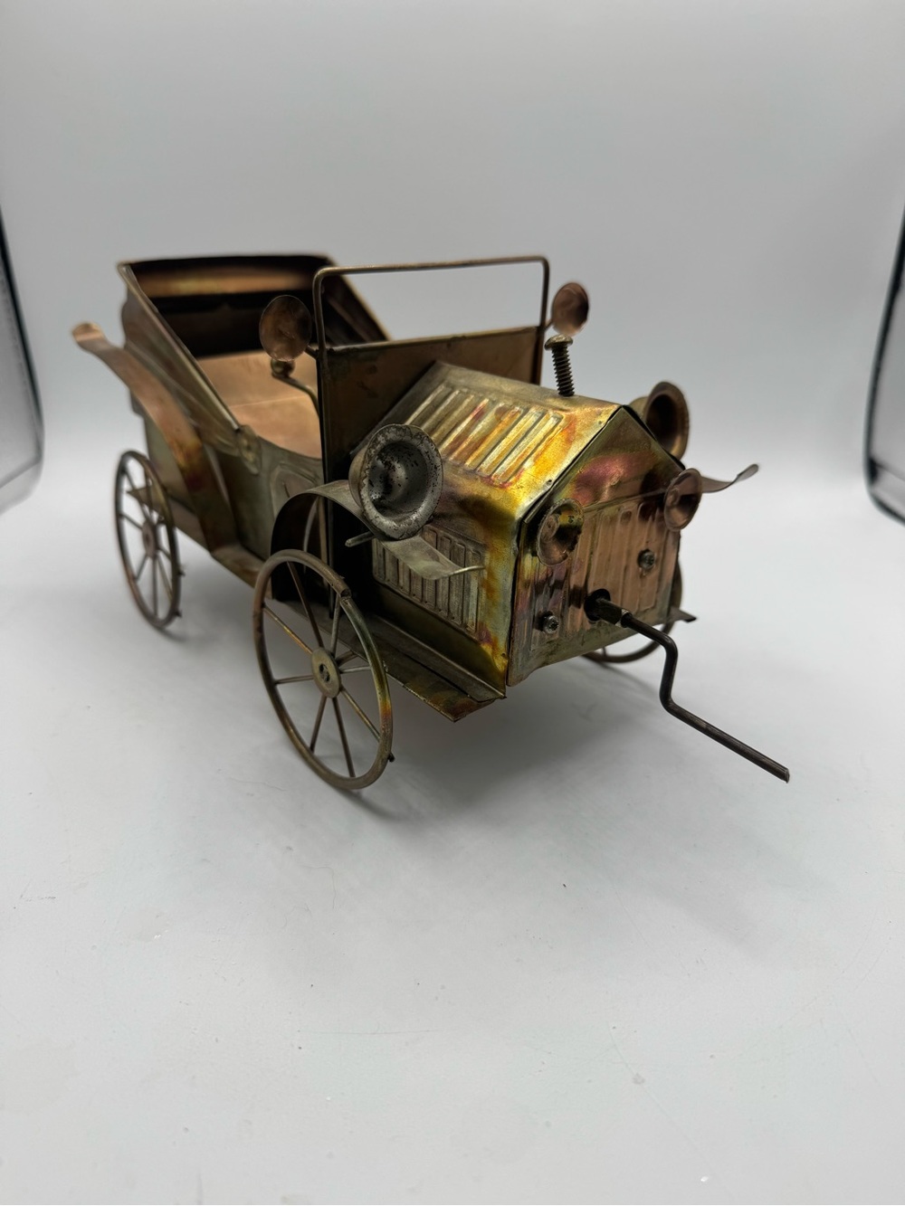 Vintage Tin Metal Antique Model Car Working Music Box